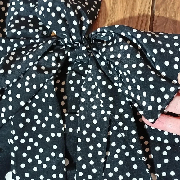 💯% silk J. Crew 1 shoulder strap polka dots flowy bow back zipper size 4 - Picture 3 of 8